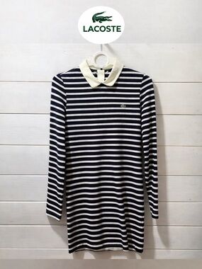 LACOSTE - Navy & White Striped Dress - Size S